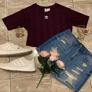 Purple Stripe Adidas Crop Top